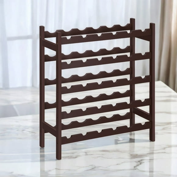 30-Bottle Wine Rack, 5-Tier Freestanding Floor Bamboo Wine Holder, Bar Cabinet,Espresso
