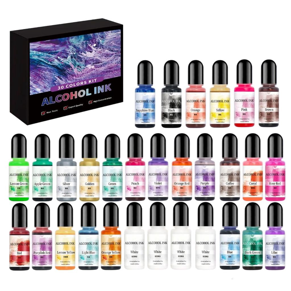 30 Bottles Inks Set Epoxy Resin Dye Jewelry Making Supplies Intenses Pigment Colors Suitable for Crafting and Jewelry