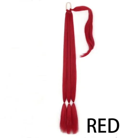30'' Braids Ponytail Extensions Long DIY Braided Hairpiece Ponytail for Women Synthetic Heat-resistant Braid Fake Tail Wine Red