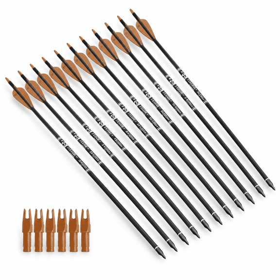 30" Brown White Carbon Archery Arrows for 35-60 Pound Recurve Compound Long Bows