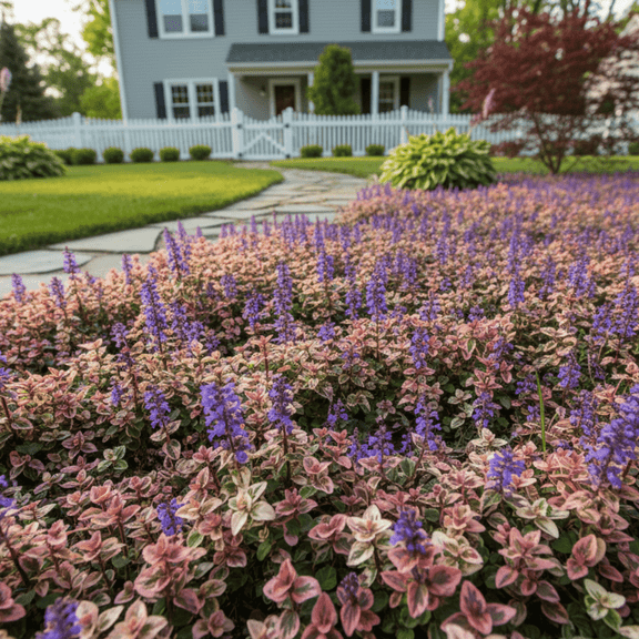 30 Bulk Perennial Ajuga 'Burgundy Glow' Landscape Plants Flowers Herbs | Drought Tolerant | Deer Rabbit Resistant | Ground Cover | Pollinator