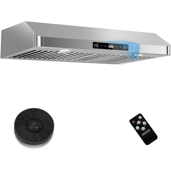 30" Under Cabinet Range Hood 30 inch,Stainless Steel Ducted/Ductless Range Hood with Touch/Gesture/Remote Control,700CFM & 3-Speed Kitchen Stove Vent Hood,Baffle Filters,3 Air Vents