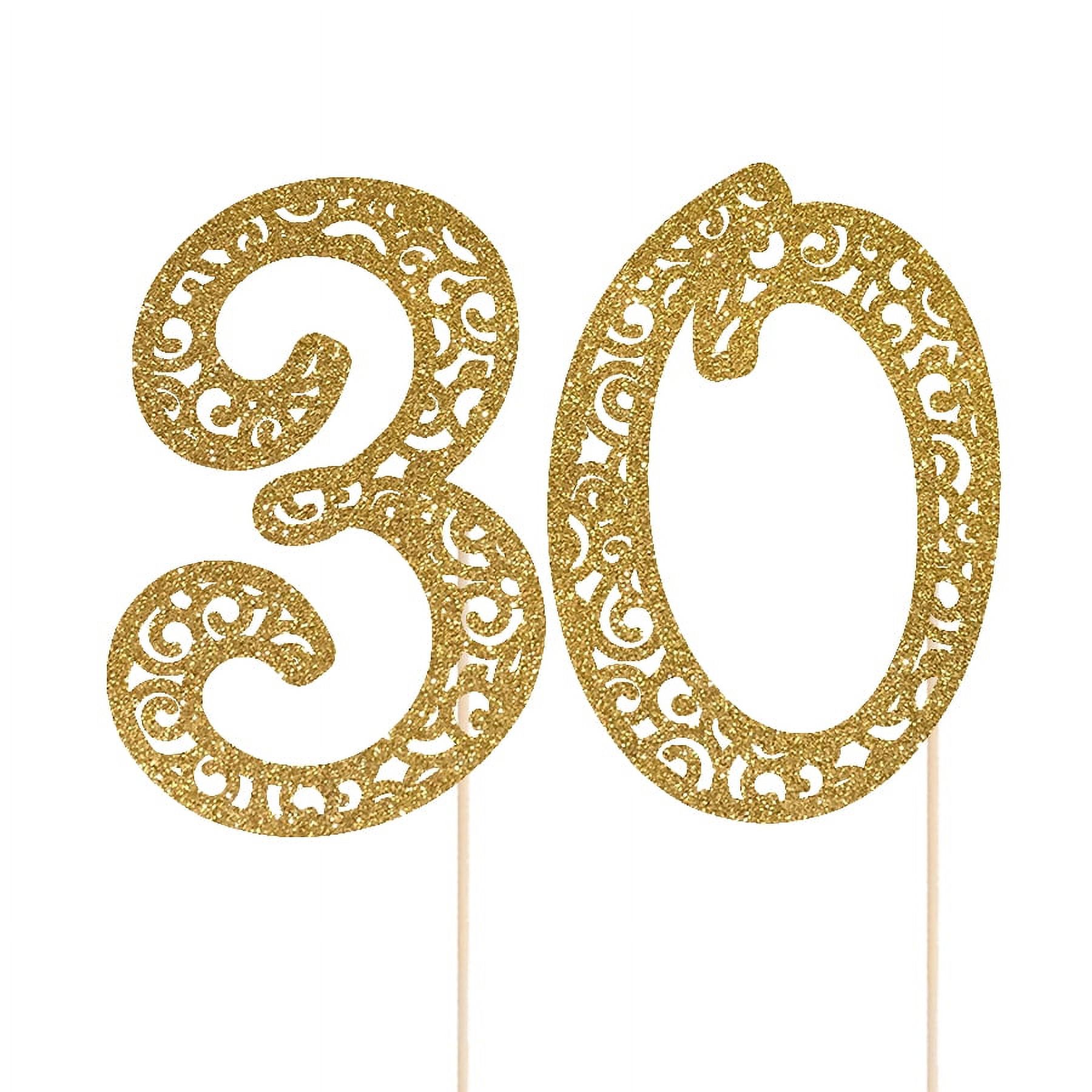 30 Cake Topper 30th Birthday Theme Glitter Gold — free download