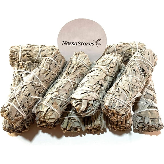 30 California White Sage Smudge Sticks, 4 Inch Hand Tied, All Natural for Home Cleansing, Stress Relief, & Clearing Negative Energy JC-006