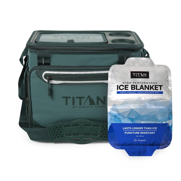 30 Can Collapsible Iceless TableTop Cooler ith Ice BlanketDeep Forest