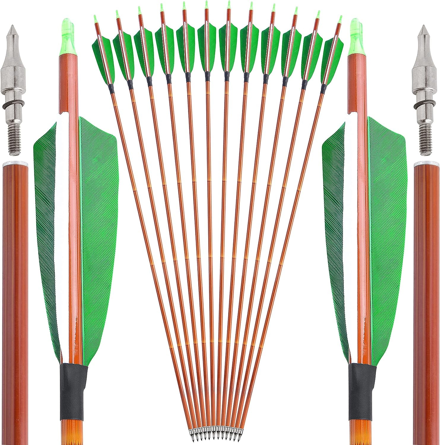 30" Carbon Arrows Spine 500 Natural Feather Recurve Longbow Archery