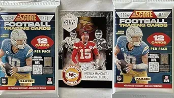 2024 Panini SCORE Football Cards, 2 PACKs, 12 Cards Per Pack - Plus Novelty Mahomes Card Pictured