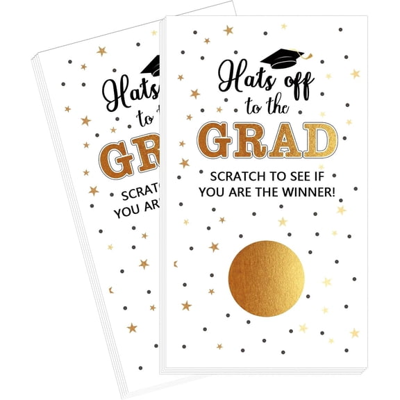 30 Cards Scratch Off Graduation Party Game, Class of 2026 Door Raffle Grad Games, Graduation Parties Supplies Favor Decorations (White Gold)