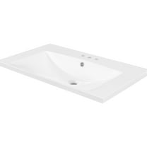 30" Ceramic Bathroom Vanity Countertop, White, 1.66gal Water Capacity, Center Sink Top 30", Ceramic, 3 Hole Design
