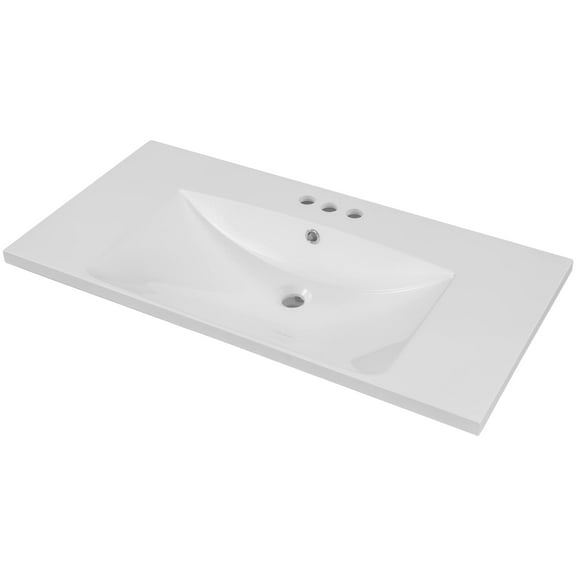30" Ceramic Bathroom Vanity Sink Top for Bathroom Vanity, Modern White Vanity Top for cabinet with Triple Faucet Holes