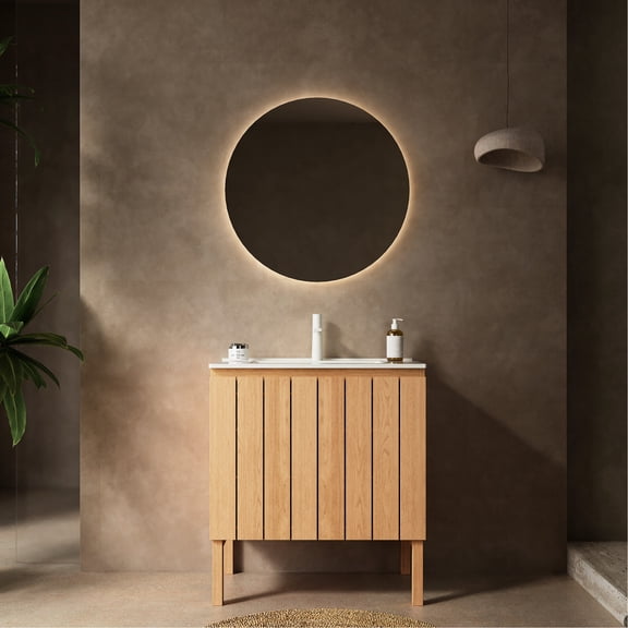 30" Ceramic Bathroom Vanity | Smooth Surface & No Dead Corners | Bathroom Cleaning