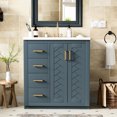 thumbnail image 1 of 30'' Ceramic Sink Bathroom Vanity - Solid Wood & Construction, Blue Theme, 3 Drawers Convenient Storage Unit 30" Cabinet With Basin Structure Boards Soft Close Doors Stylish, 1 of 6