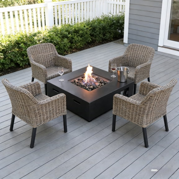 30" Charcoal Fiber Reinforced Concrete Fire Pit Table - 40000 BTU Convertible Propane/Natural Gas for Patio (Outdoor)