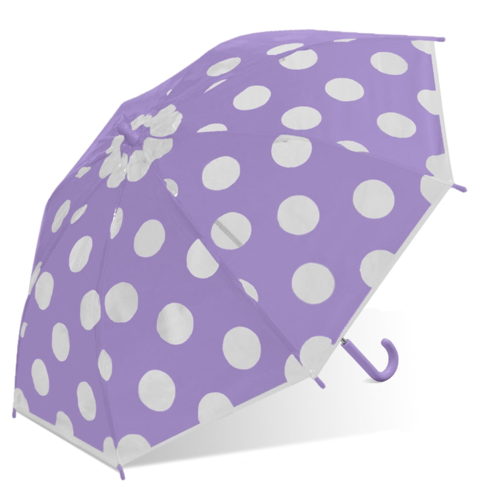 Kids' Clear Stick Umbrella with Hook Handle - Purple Guinea