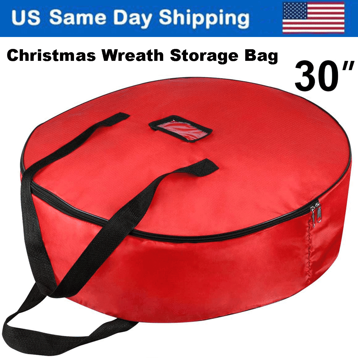 2 Pack Christmas Wreath Storage Bags - 19.7 Inch Clear Window Holiday Garland Container For Easy Off-Season Storage