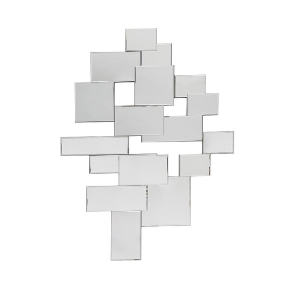 30" Clear Abstract Glass Contemporary Panels Unframed Accent Mirror