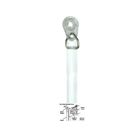 30" Clear Acrylic Drapery Baton / Wand 1/2" Thick with Plastic Adapter (Single)