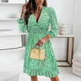 thumbnail image 1 of Up to 30% off Clearance! AKAFMK Summer Dresses 2024,Women Summer A-Line Beach Sundresses,Summer Casual V-Neck Froral Print 3/4 Sleeve Loose Dresses,Green,XXL, 1 of 8
