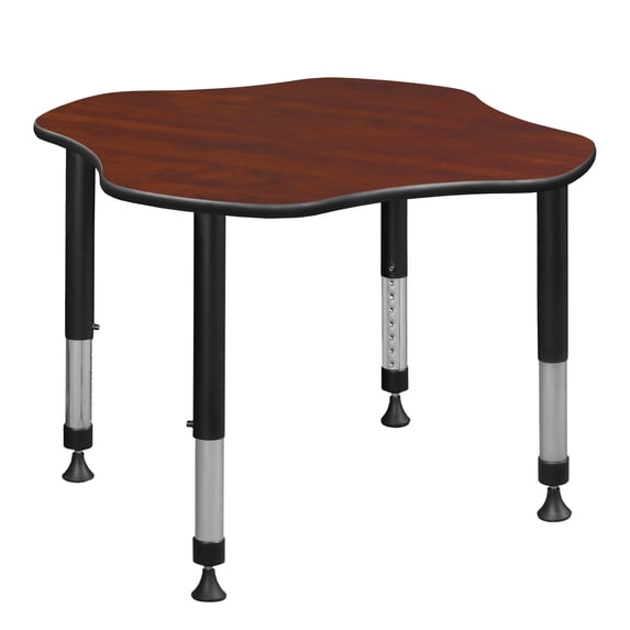 30" Clover Shaped Height Adjustable Classroom Desk- Cherry