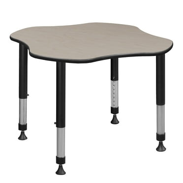 30" Clover Shaped Height Adjustable Classroom Desk- Maple