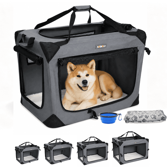 30'' Collapsible Dog Crate, Portable Oxford Fabric Pet Travel Crate ...