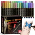thumbnail image 1 of 30 Color Temporary Tattoo Markers,DIY Temporary Tattoo Markers For Face And Body,Washable Body Paint Markers Cosmetic Tattoos Pens,Removable Fake Tattoos Kit for Party Costume, 1 of 9