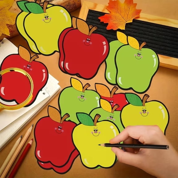 30 Colorful Apple Cutouts for Classroom Decor with Name Labels