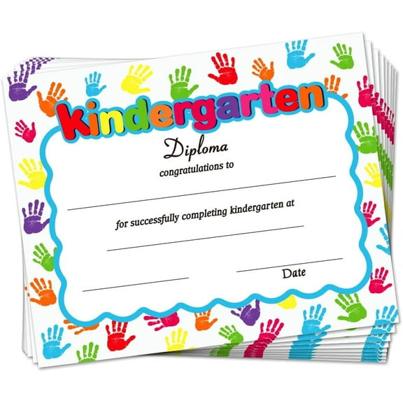 30 Colorful Handprints Certificate of Achievement Completion Award Recognition Paper 9.8"x7.8" Blank Preschool Kindergarten Graduation Diploma Certificates Student Sports Activities Award DIY