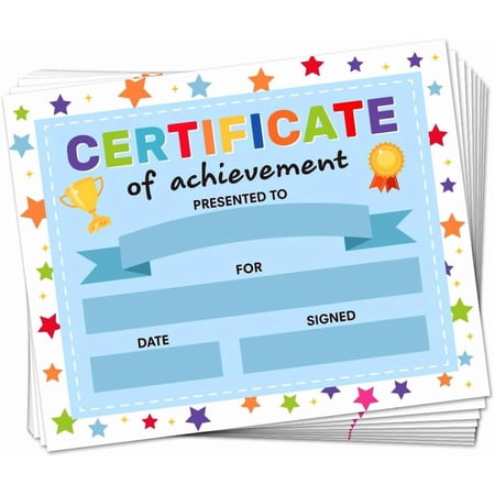 30 Colorful Star Certificate of Achievement Completion Award Recognition Paper 9.8"x7.8" Blank Preschool Kindergarten Graduation Diploma Certificates Student Sports Activities Award DIY