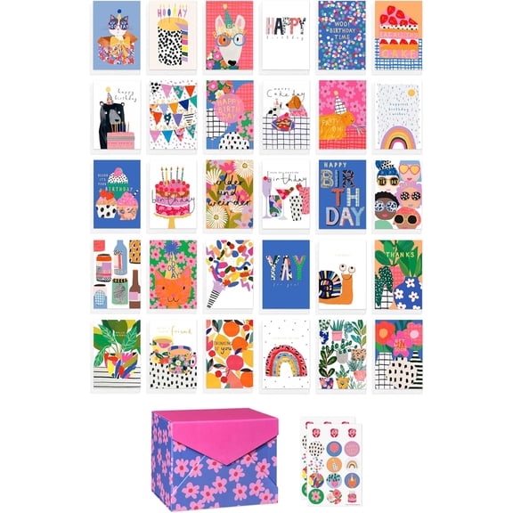 30-Count All Occasions Card Bundle with Keepsake Box and Envelopes- Designed by Stop The Clock