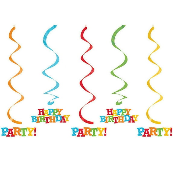 30 Count Bulk Pack Happy Birthday Swirl Decorations