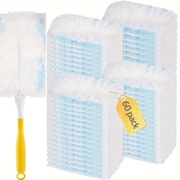 30 Count Disposable Duster Refills with Long and Short Handles, Electrostatic Dusting Kit for Furniture, Blinds, and Car Cleaning