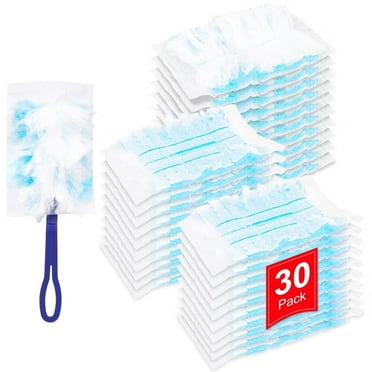 30 Count Duster Refill Compatible with Duster for Cleaning - Disposable Pet Heavy Duty Duster Refills for Extended Handle - Ceiling Fan Cleaner Feather Duster (with 1 Handle)