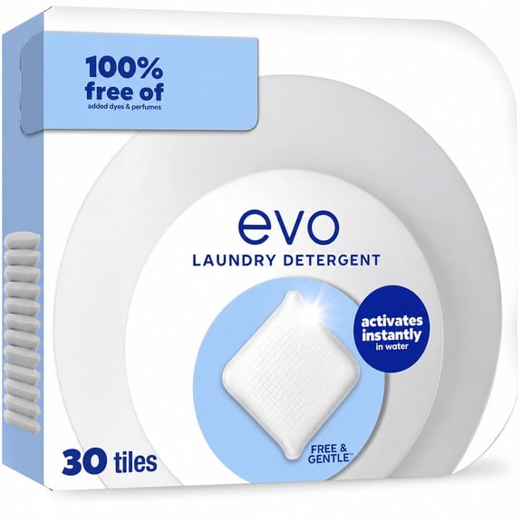 30-Count Free and Gentle Laundry Detergent Tiles, Fragrance Free