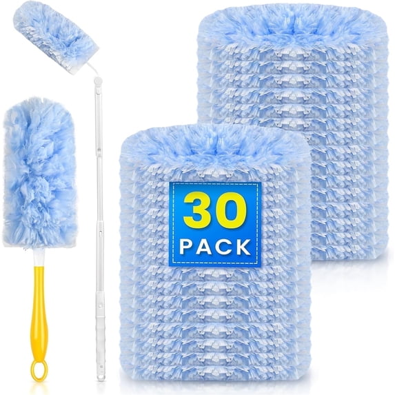 Heavy Duty Duster Refills, 30 Count Duster Refills with Handle & Extendable Handle*1 , Multisurface 360° Dusters with 4X Microfibers