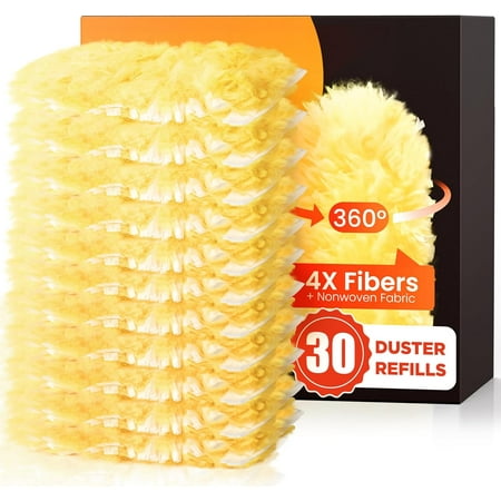 30 Count Heavy Duty Duster Refills for Swiffer Duster, Multisurface 360° Larger Size Dusters with 4X Microfibers, Unscented Disposable Dusters for Cleaning Home, Blinds, Fans, Corners (Only Duster)