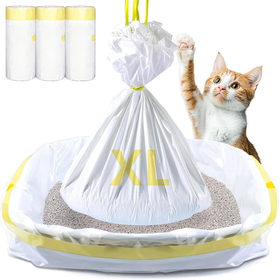 30 Count Litter Liners Large, Resistant Heavy Duty Litter Bags with Drawstring, Extra-Thick Kitty Litter Box Bags-36" x 18"