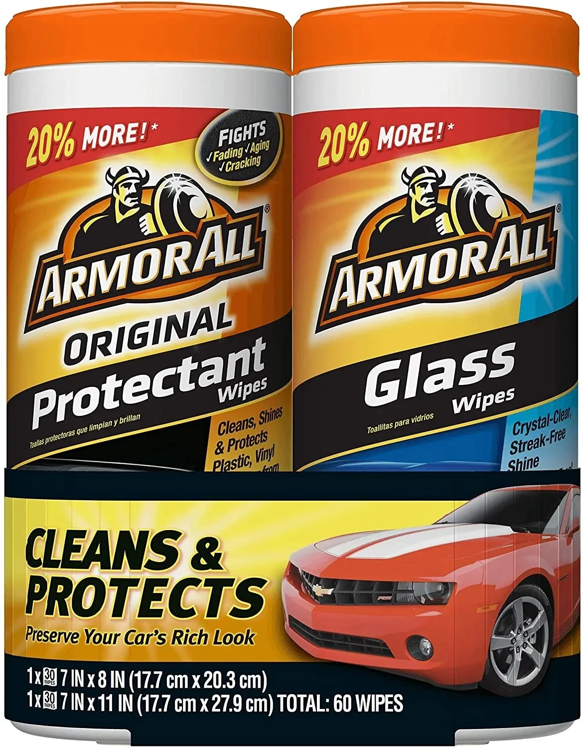 30 Count Pack Of 2 Armor All Car Interior Cleaner Protectant Wipes - Cleaning Fo