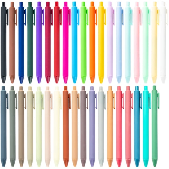 30 Count Retractable Ballpoint Pens, Retractable Gel Pens,Click Ball Pens Medium Point Writing Pens, 1.0 mm Smooth Quick-Dry Ink Retractable Clip Ballpoint Pens Assorted Colors,Black,5.5x0.4"