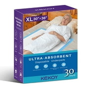 KEKOY Bed Pads for Incontinence Disposable, Maximum Absorbent Bed Pads, 30 x 36 Waterproof Underpads, Disposable Underpads for Adults, XL, 30 Count