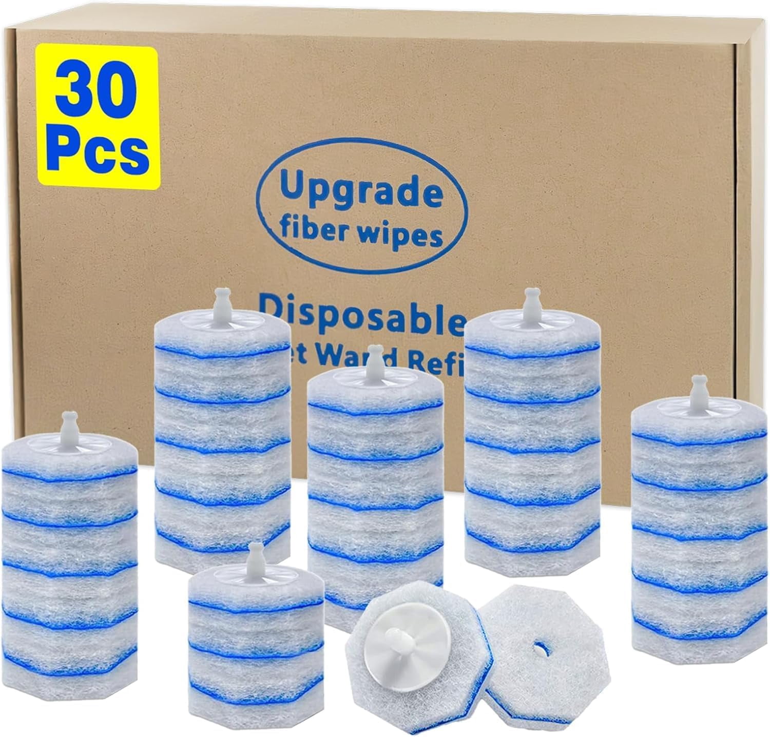 30 Count Toilet Wand Refills for , Disposable Brush Compatible with ToiletWand Cleaning System, Upgrade Fiber Bowl Cleaner Closestool Cleaning.（not included brush rod）
