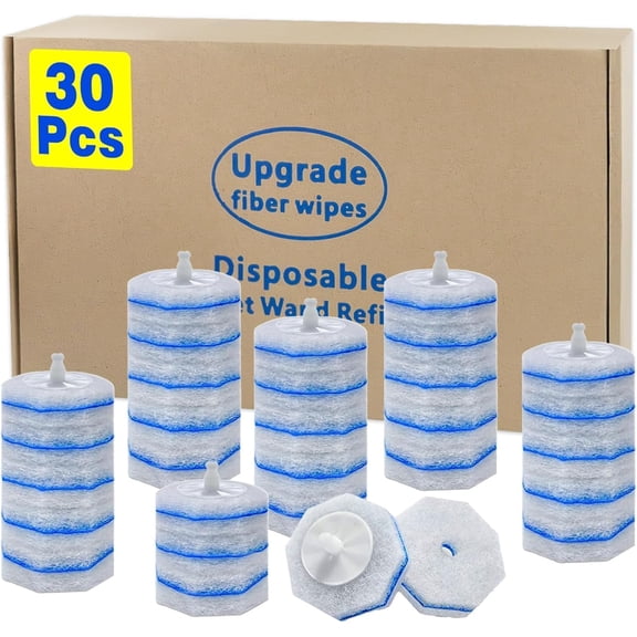 30 Count Toilet Wand Refills for , Disposable Brush Compatible with ToiletWand Cleaning System, Upgrade Fiber Bowl Cleaner Closestool Cleaning.not included brush rod