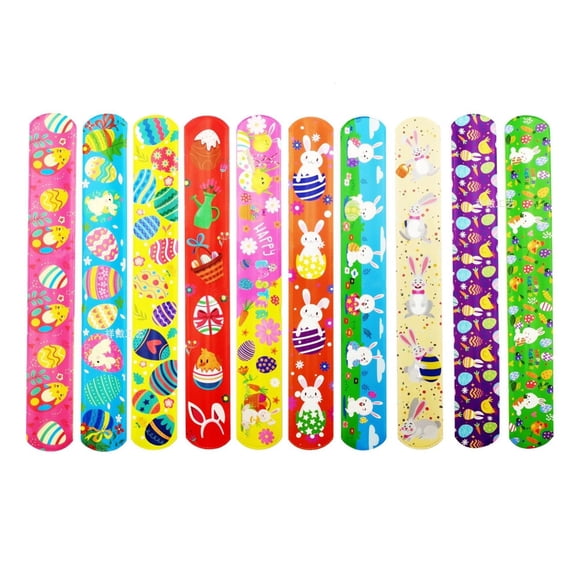 30-Count Vibrant Snap Wristbands, Easter Classroom Favors, Featuring Cute Bunny & Egg designs, Ideal for Easter Basket Stuffers for toddler, Easter Activities for Kids, Party Bag