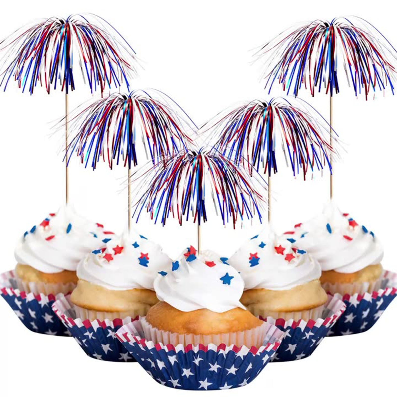 6 Inche Firework 30 Counts 6 Inch Firework Cocktail Picks Red White Blue Firework Party ...