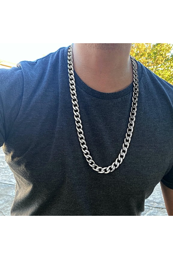 30" Cuban Link Mens Heavy Chain Chunky 12mm Thick Stainless Steel Necklace Gift