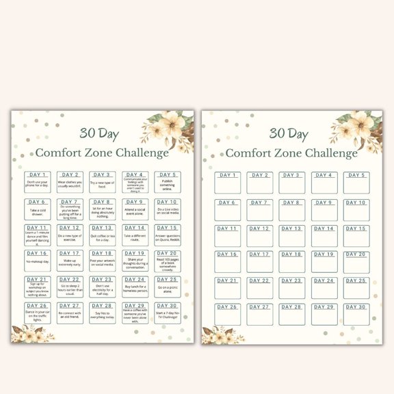 30 Day Comfort Zone Challenge Poster