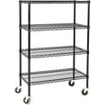 thumbnail image 1 of 30" Deep x 48" Wide x 80" High 4 Tier Black Wire Shelf Truck with 800 lb Capacity, 1 of 4