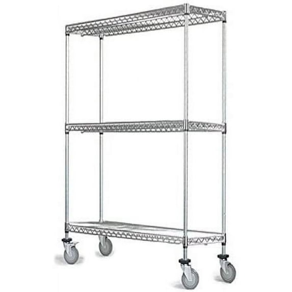 30" Deep x 72" Wide x 92" High 3 Tier Gray Wire Shelf Truck with 800 lb Capacity