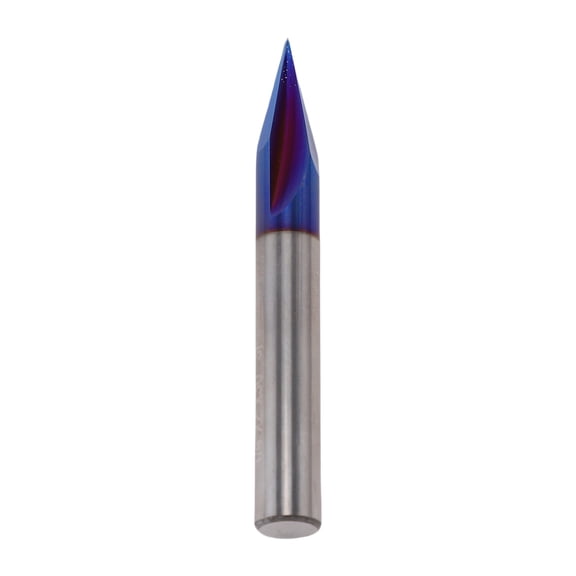 30 Degree V-Groove Engraving Router Bit, 3 Flute Nano Coated Carbide, 1/4 Inch Shank, 2 Overall Length for Wood, Acrylic, and PCB
