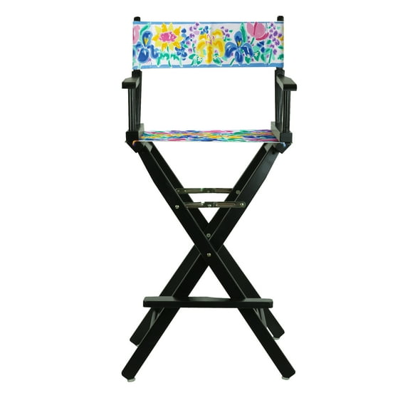 30" Director's Chair Black Frame-Garden Flowers